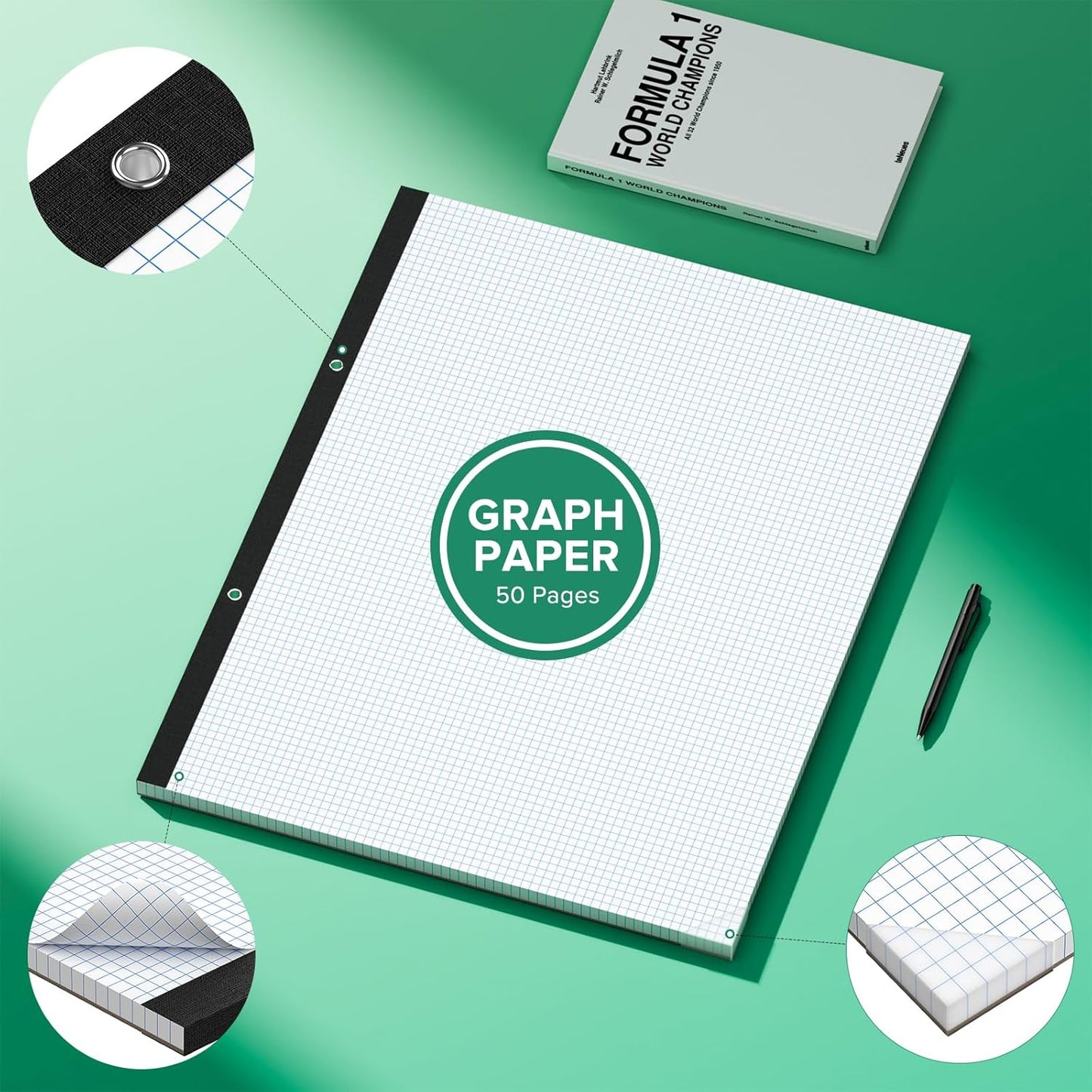 Large Graph Paper 22x17, 50 Sheets Large Engineering Graph Paper 22'' x 17'', 4x4, 100GSM Large Grid Paper Pad with Sturdy Back, Blueprint Sketching, Perforated Drafting Pad for Designer School Office