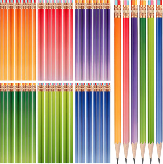 TecUnite 120 Pcs #2 HB Pencils with Eraser No 2 Unsharpened Wooden Hexagonal Pencils for Adults Gifts for School Exam art Learning Office Sketching(Gradient Color)