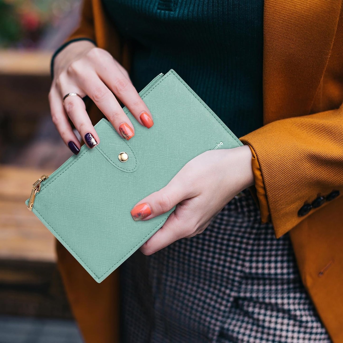 Travelambo RFID Wallet Women Large Size Bifold Multi Card Wallet Case with Zipper Pocke Credit Card Holder for Women