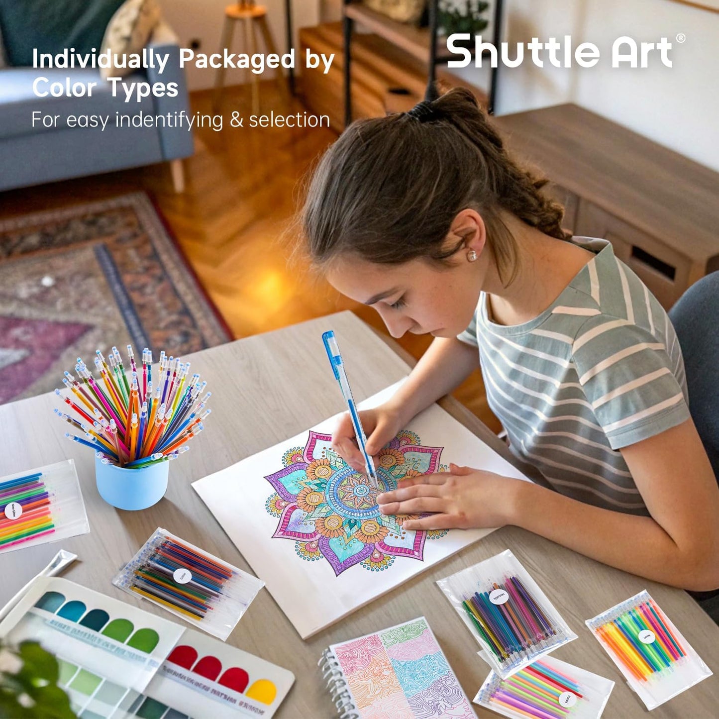 Gel Pen Refills, Shuttle Art 180 Colors (No Duplicates) Gel Pen Refills, 7 Color Types for Kids Adults Coloring Books Drawing Doodling Crafts Scrapbooking Journaling