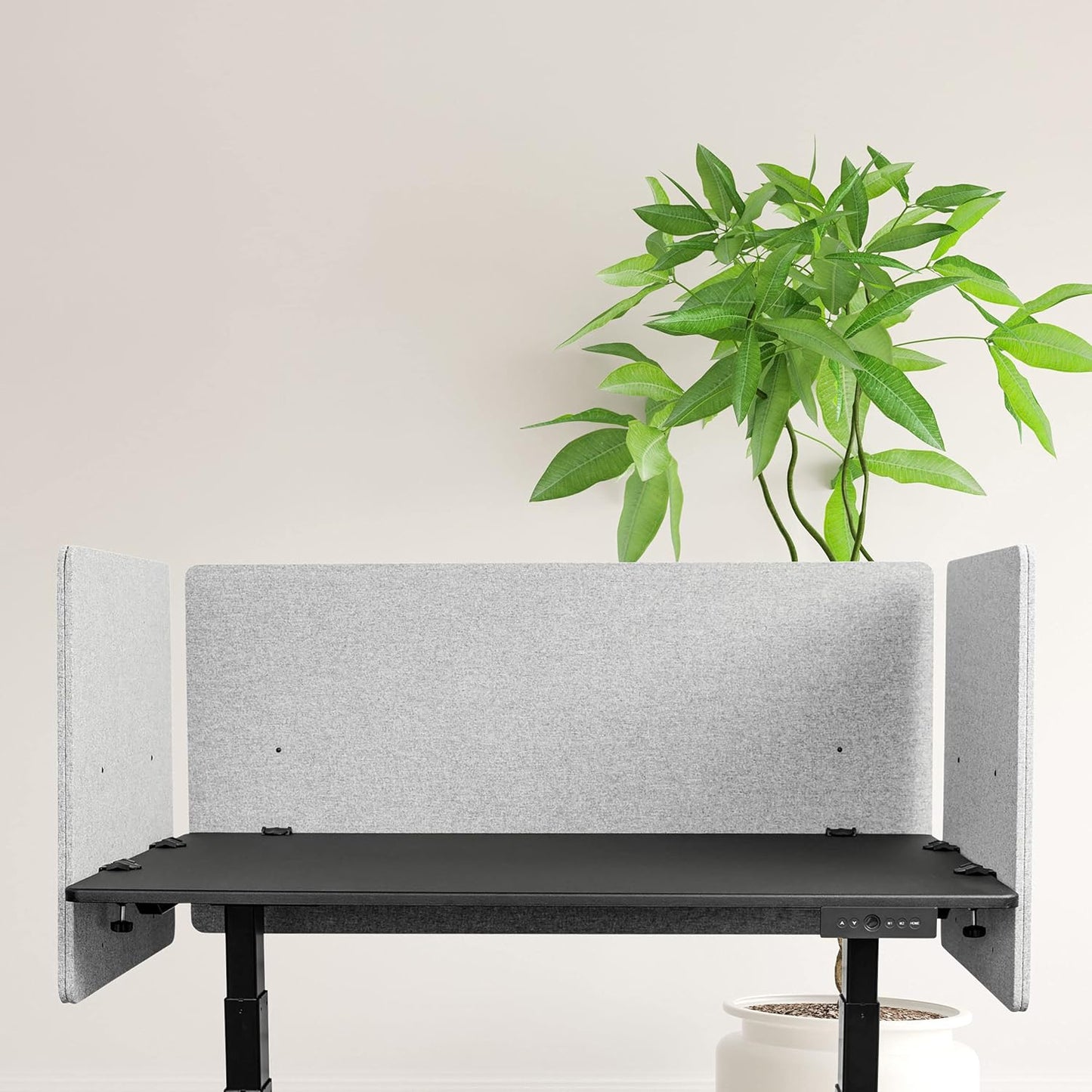 Stand Up Desk Store ReFocus Clamp-on Acoustic Desk Divider Privacy Panel That Reduces Noise and Visual Distractions (Cool Gray, 47.25" x 23.6", 23.6" x 23.6", & 23.6" x 23.6")