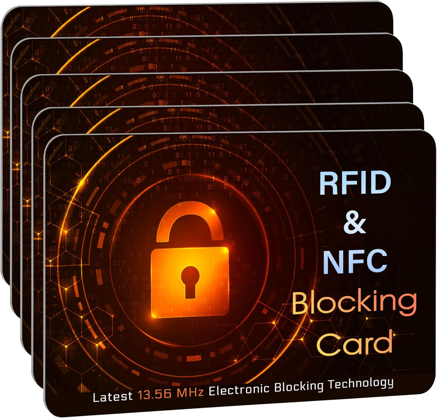 SaiTech IT 5 PK RFID Blocking Cards Protect Your Entire Wallet, Purse, and Cards from NFC Contactless Theft Wallet for Men & Women - Orange Black (5 Pack SL)