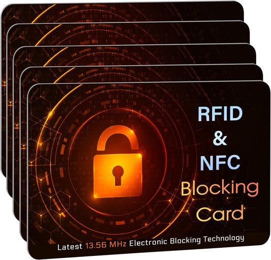 SaiTech IT 5 PK RFID Blocking Cards Protect Your Entire Wallet, Purse, and Cards from NFC Contactless Theft Wallet for Men & Women - Orange Black (5 Pack SL)