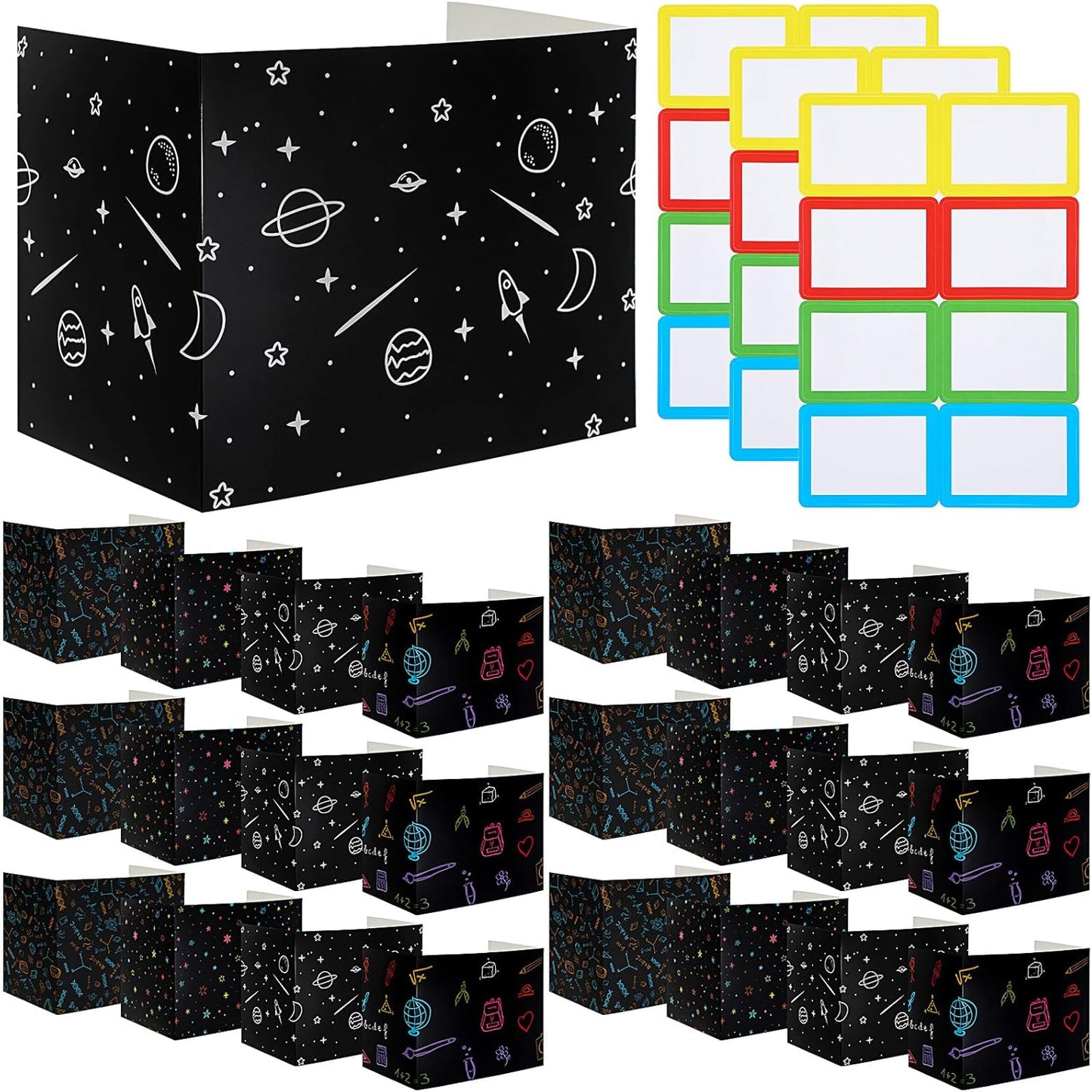 Crtiin 24 Pcs Privacy Folders for Students Desk Dividers Standard School Privacy Cardboard Board Testing Dividers Shield for Classroom Teacher Supplies Keep Eyes from roving(Vibrant)