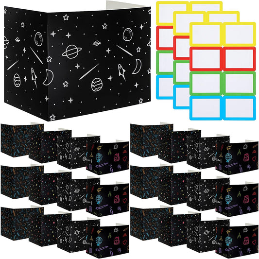 Crtiin 24 Pcs Privacy Folders for Students Desk Dividers Standard School Privacy Cardboard Board Testing Dividers Shield for Classroom Teacher Supplies Keep Eyes from roving(Vibrant)