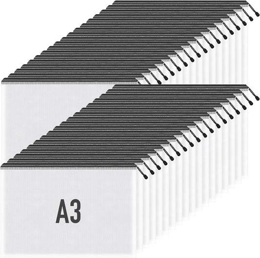 Umriox Mesh Zipper Pouch, 16.9x12.4 in (Black, 36 Packs), Zipper Bags, Board Game Storage Bags, Clear Zipper Pouches for Puzzles, Games, Cross Stitch Projects and Classroom Supplies