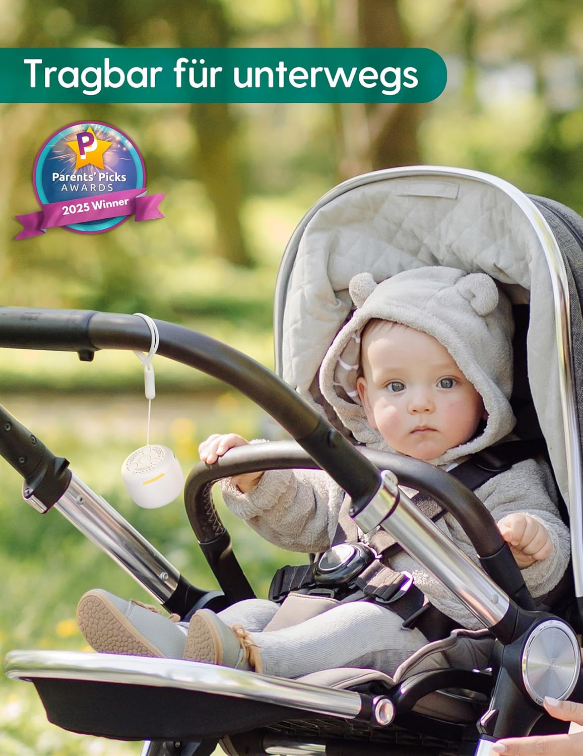 Babelio White Noise Sound Machine, Night Light, Mini and Portable, 15 Non-looping Sounds, Timer, Memory Function, for Adults Baby, Travel, White