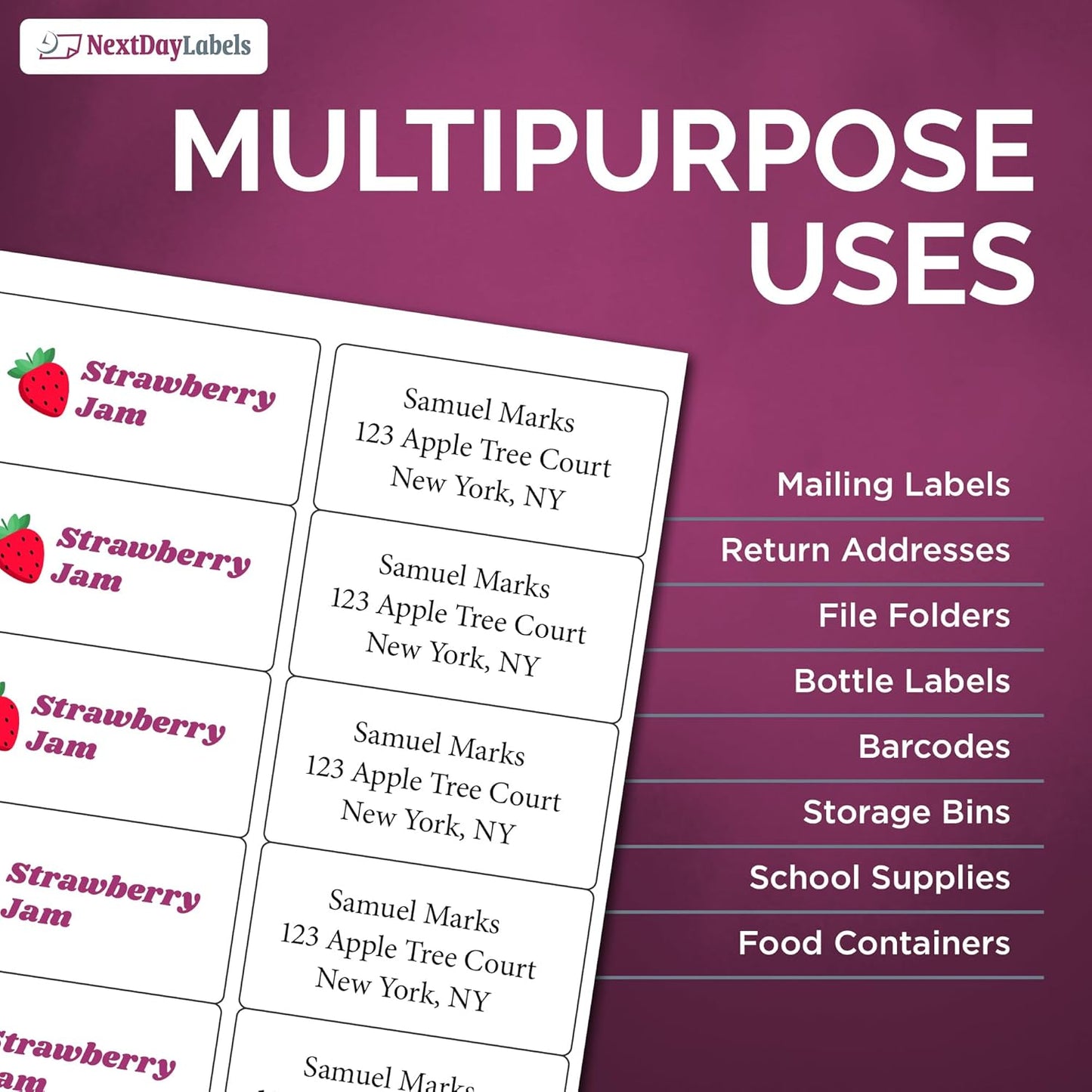 NextDayLabels – 4” x 2” Rectangular Sticker Labels for Printer - White Laser/Inkjet Printer Labels Return Address Labels Shipping Label Stickers (500 Sheets, 10 Per Sheet, 5000 Labels)