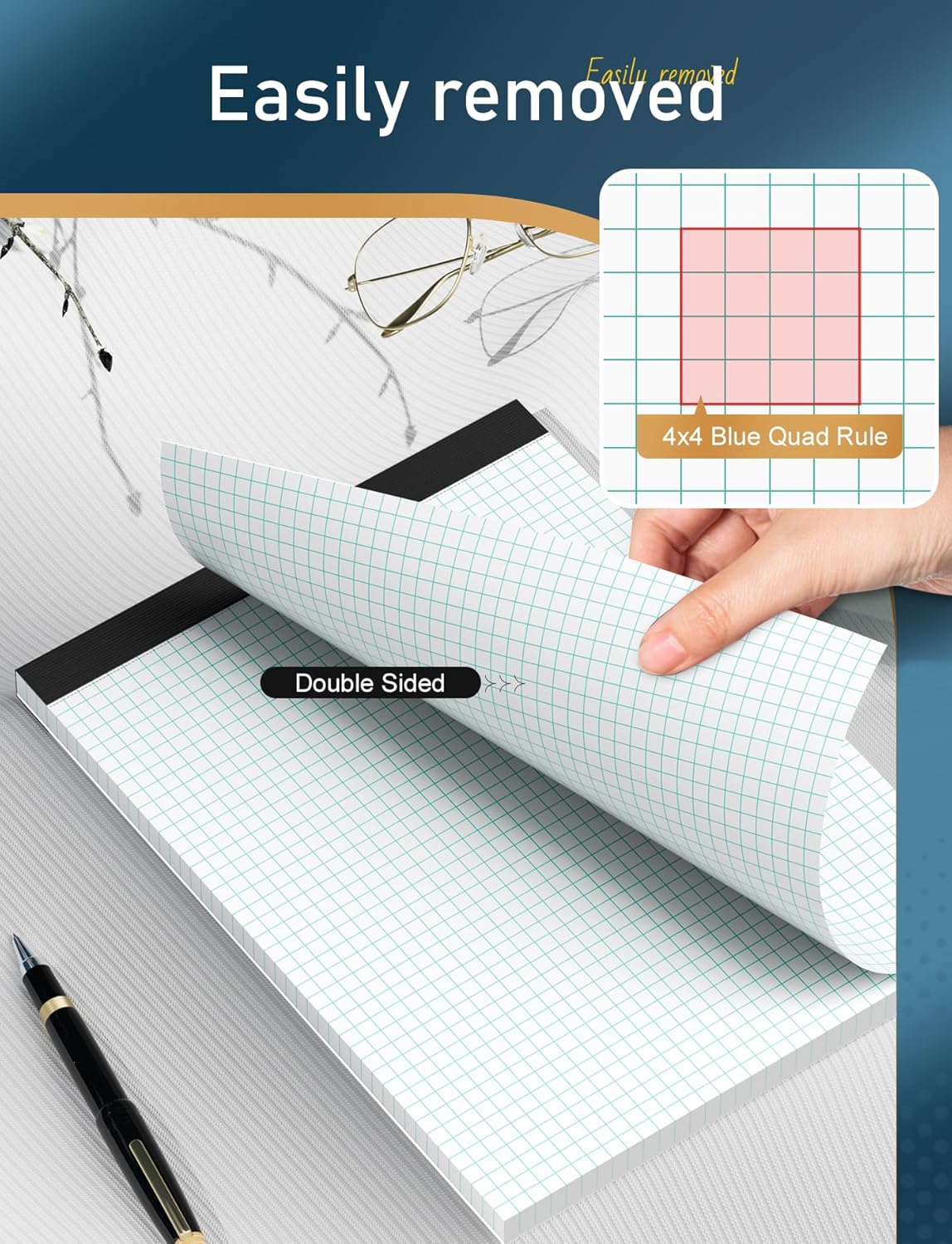 Graph Paper Notebook 8.5 x 11, 36 Pack Grid Paper Notebook, 8-1/2" x 11" Graph Paper Pad, 4" x 4" Graph Ruled Drafting Paper, White 70 GSM Quad Ruled Blueprint Paper, 30 Sheets Note Pads