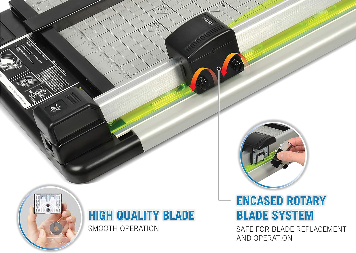 CARL Heavy Duty Rotary Paper Trimmer - 12238, Black/Silver, 18inch