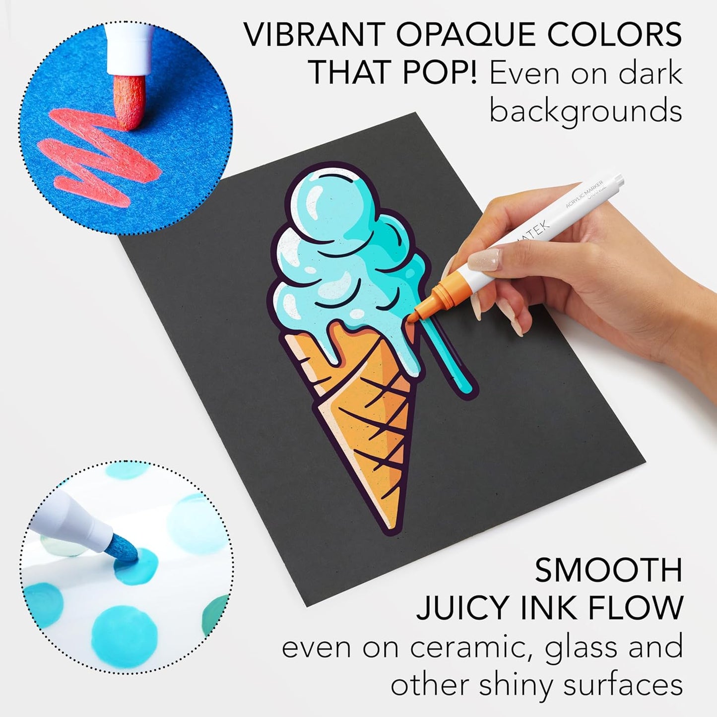 CHROMATEK Dual Tip Acrylic Paint Markers - 30 Colors Premium Paint Pens for Canvas, Rock Painting, Glass, Wood, Ceramic, DIY Crafts Art Supplies - Waterproof, Quick Drying with Video Tutorials & Ebook