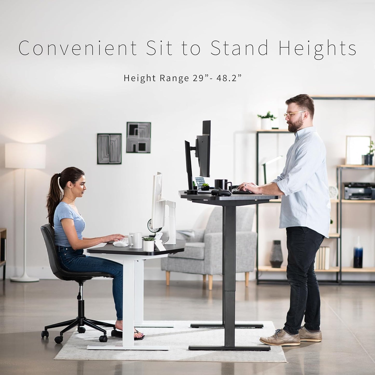 VIVO Electric 63 x 32 in Standing Desk, Memory Height Adjustment, 1B Series, Dark Walnut Top Gray Frame, DESK-KIT-1G1D
