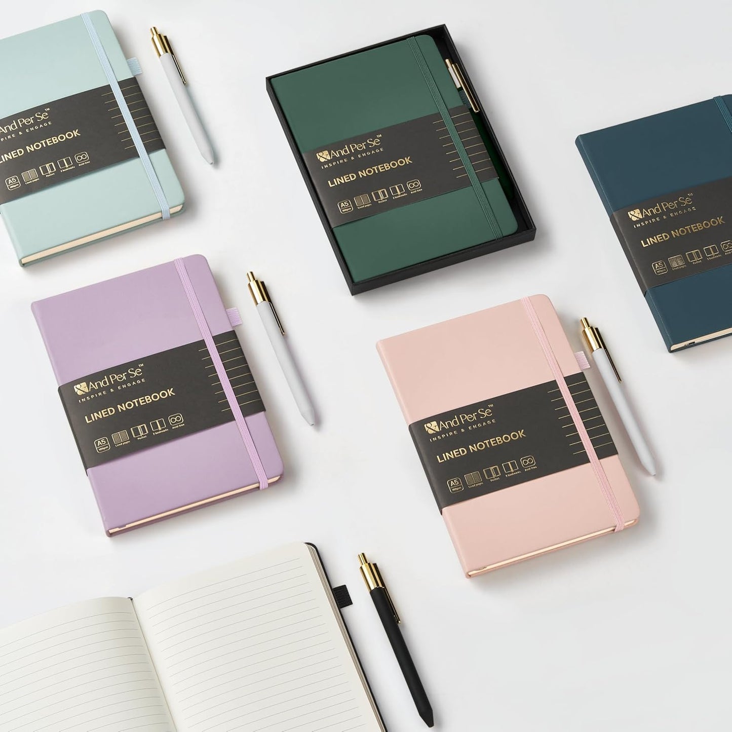 A5 Lined Leather Journal and Pen Set for Women&Men, Gift Box Included, Hardcover Notebook with 160 Pages 100GSM Thick Paper, for Work, Business, School or Home Writing(Light Brown)