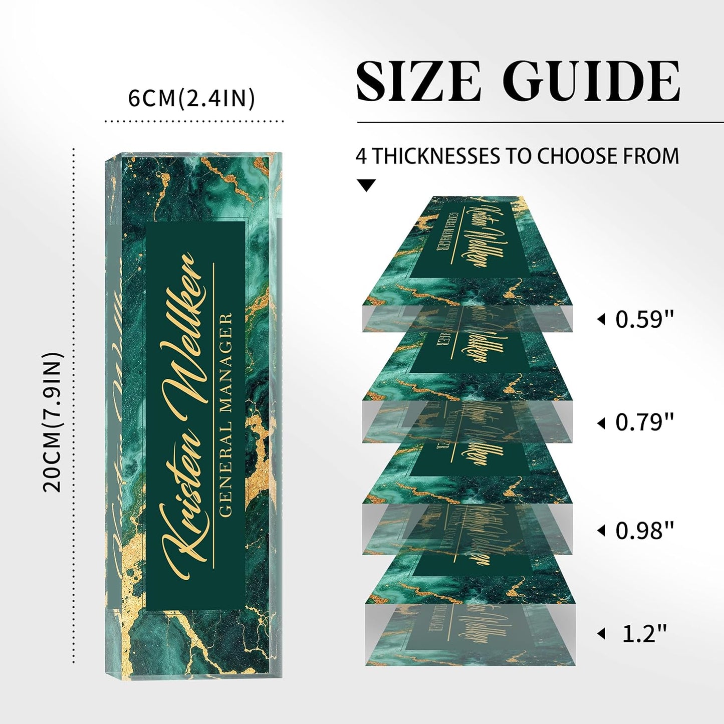 Custom Office Name Plate for Desk, Desk Name Plate Personalized, Personalized Gifts for Women, Appreciation Gifts for Employee Coworkers Boss Teacher, Office Accessories (Green gilding)