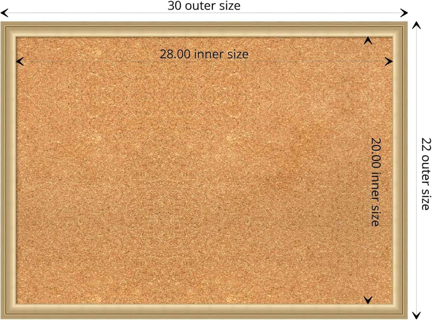 Amanti Art Natural Cork Board for Wall, 22x30 Vision Board with Gold Frame, Medium Corkboard Office Decor for Home Organization, Casual Corkboard Pinboard to display items for home organization