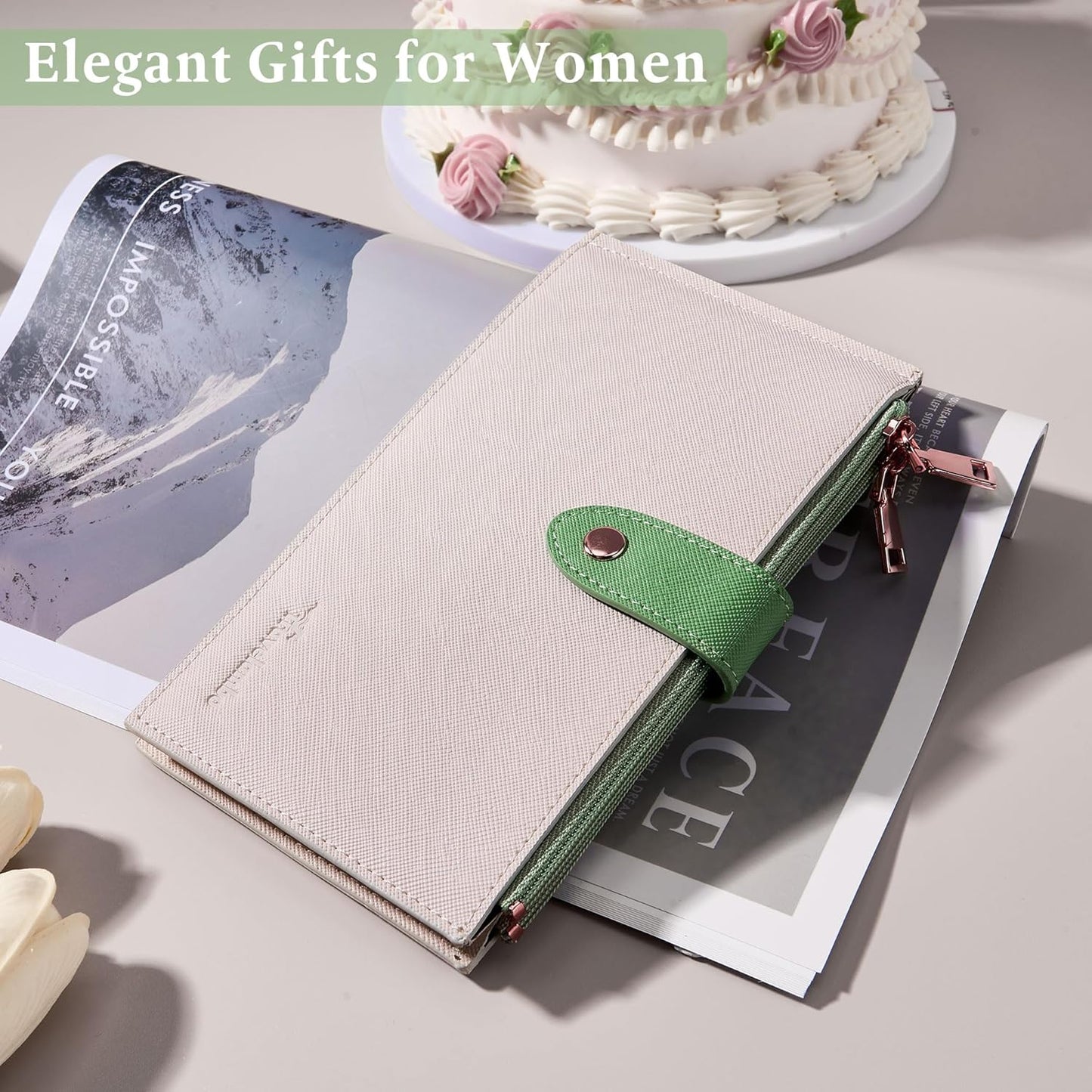 Travelambo RFID Wallet Women Bifold Multi Card Wallet Case with Zipper Pocke Credit Card Holder for Women