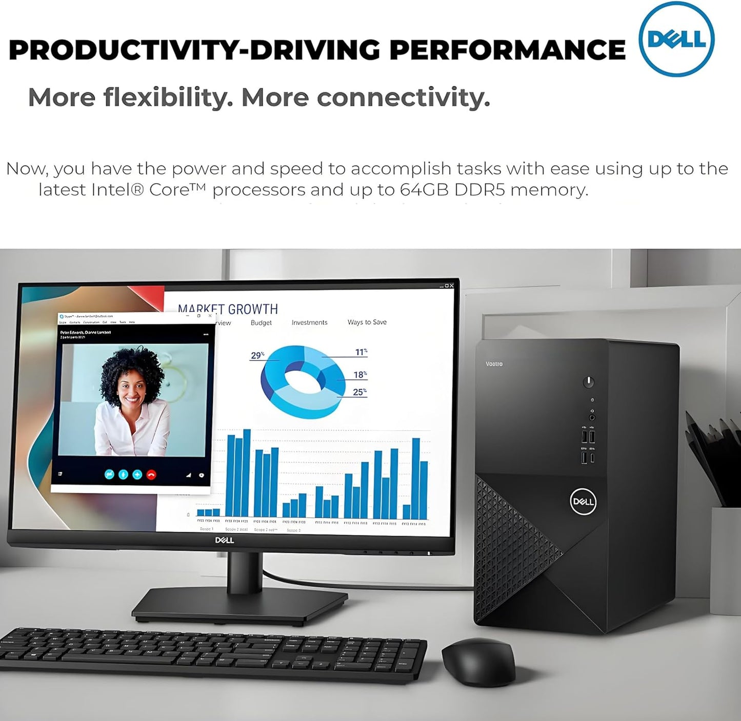 Dell Desktop Computers Tower PC for Home Business Student, 14th Gen Intel Core i5-14400 (Beat i7-13620H), 16GB DDR5 RAM, 1TB PCIe SSD, WiFi Adapter, DisplayPort, HDMI, Type-C, Windows 11 Pro