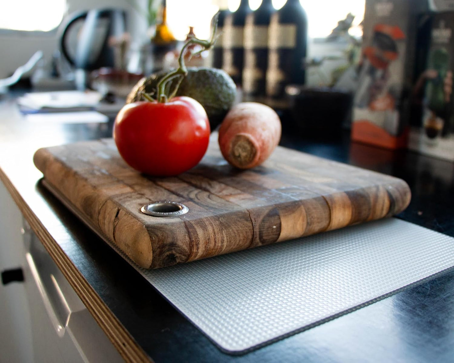 CATTONGUE GRIPS Non-Adhesive Anti-Slip Mat - Multi-Purpose Non-Slip Pad for Countertops, Desks, Tables & Workspaces - Ideal Desk Mat, Drawer Liner, Laptop Pad & More (Black & Clear, 8” x 12”)