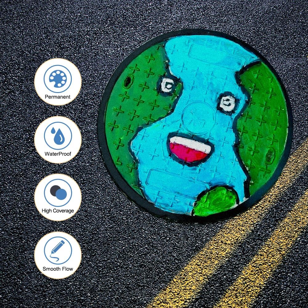 TRANSON 4 Colors Dual-tip Permanent Paint Markers Oil Based Waterproof