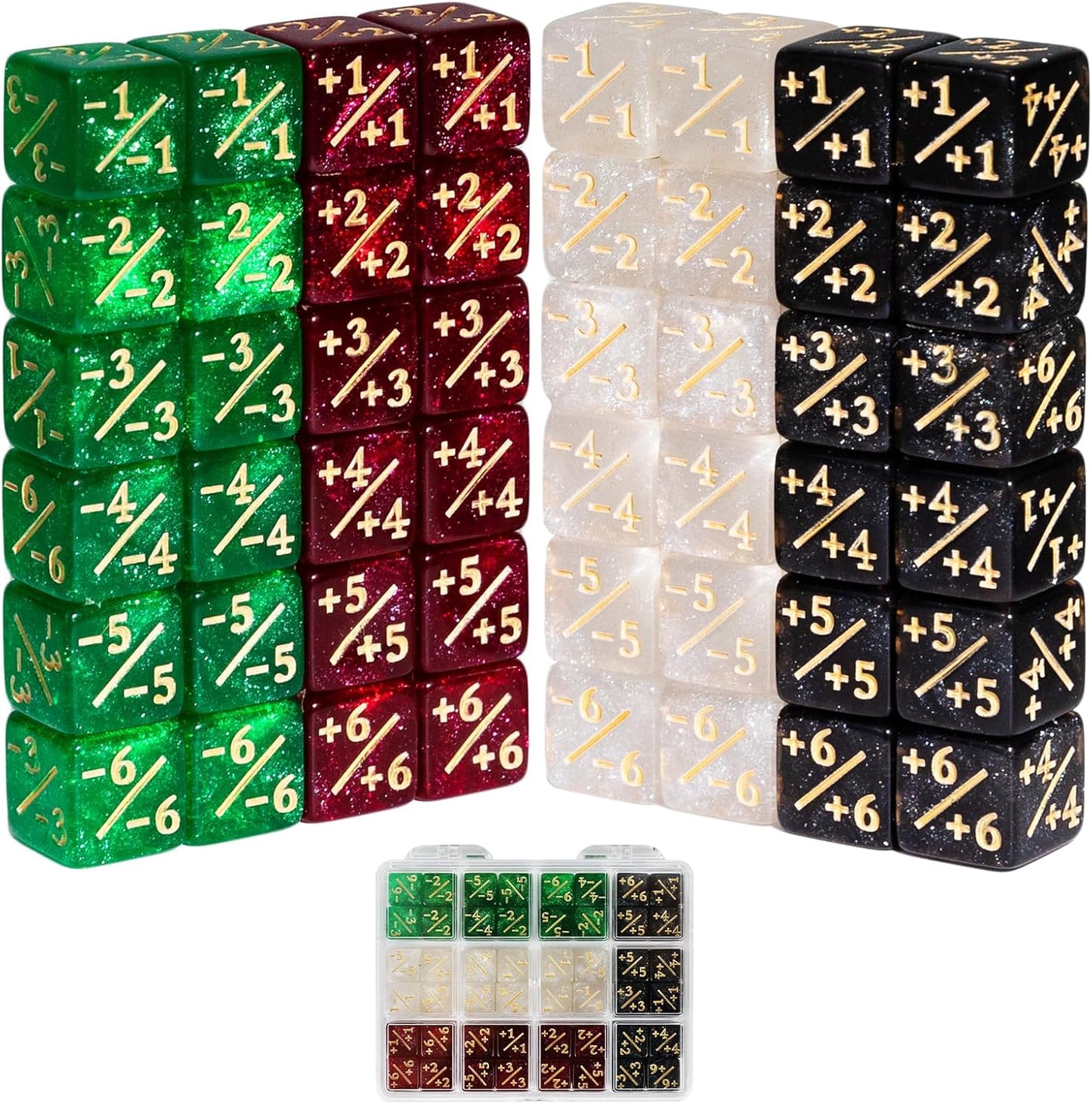 48PCS 12mm Dice Set, Life Counters Tokens Loyalty 6 Sided Dice with Box, Compatible with MTG Magic Cards Gaming Accessories Creature Stats