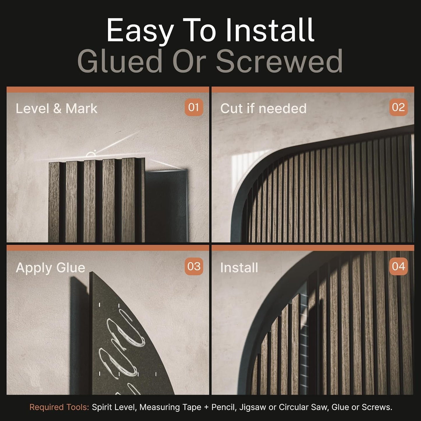 Not Just Sleek - These Wood Panels Eat Echo for Breakfast | African Ebony Wood Slat Acoustic Panels – 4PCS (94.5" x 7.9") | Sound-dampening Wall & Ceiling Panels for Stylish Noise Reduction & Décor