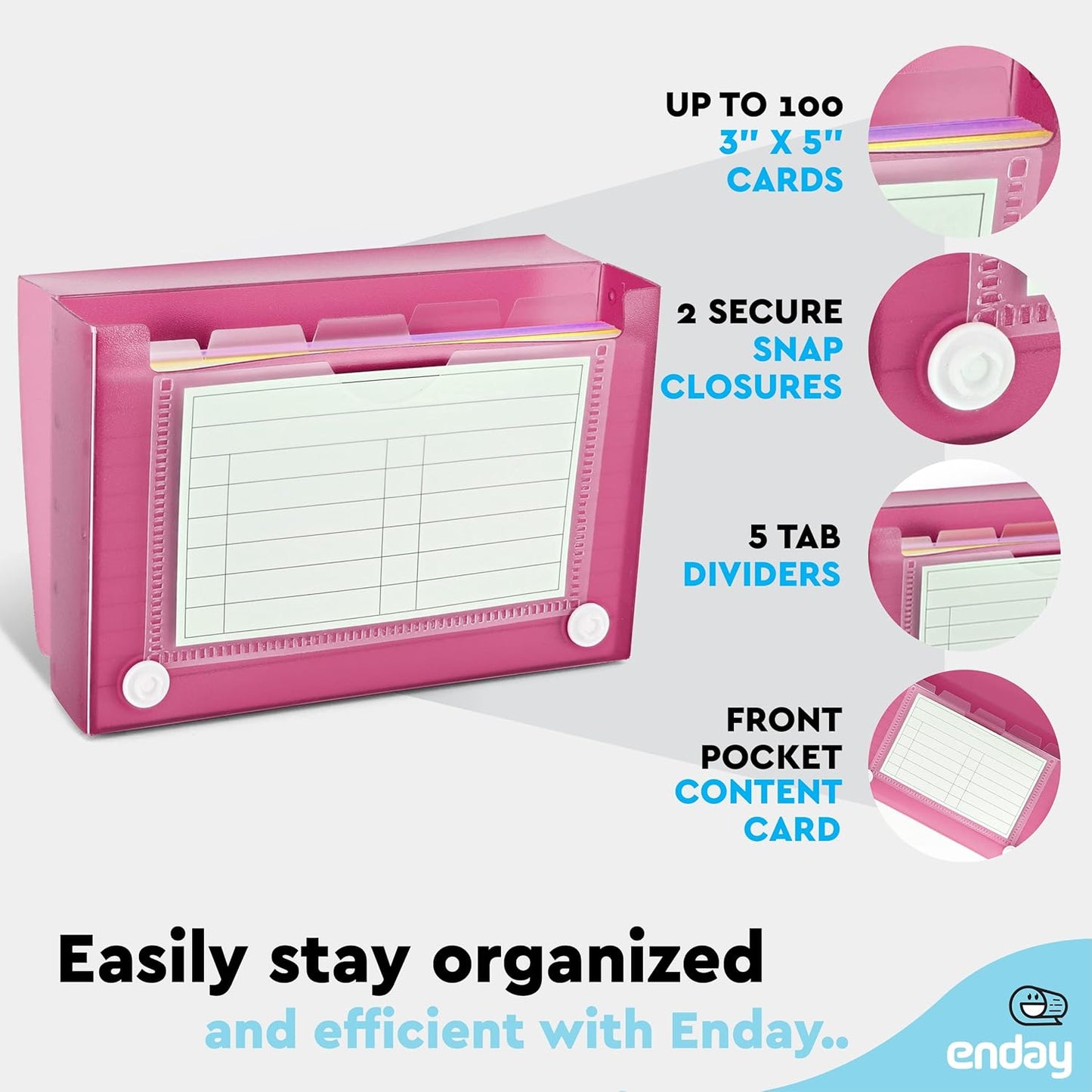 3" X 5" Index Card Case Holds 100 Cards Includes Business Card/Index Holder and 5 Tab Dividers Comes in Assorted Color – (Pack of 12) By (Emraw)