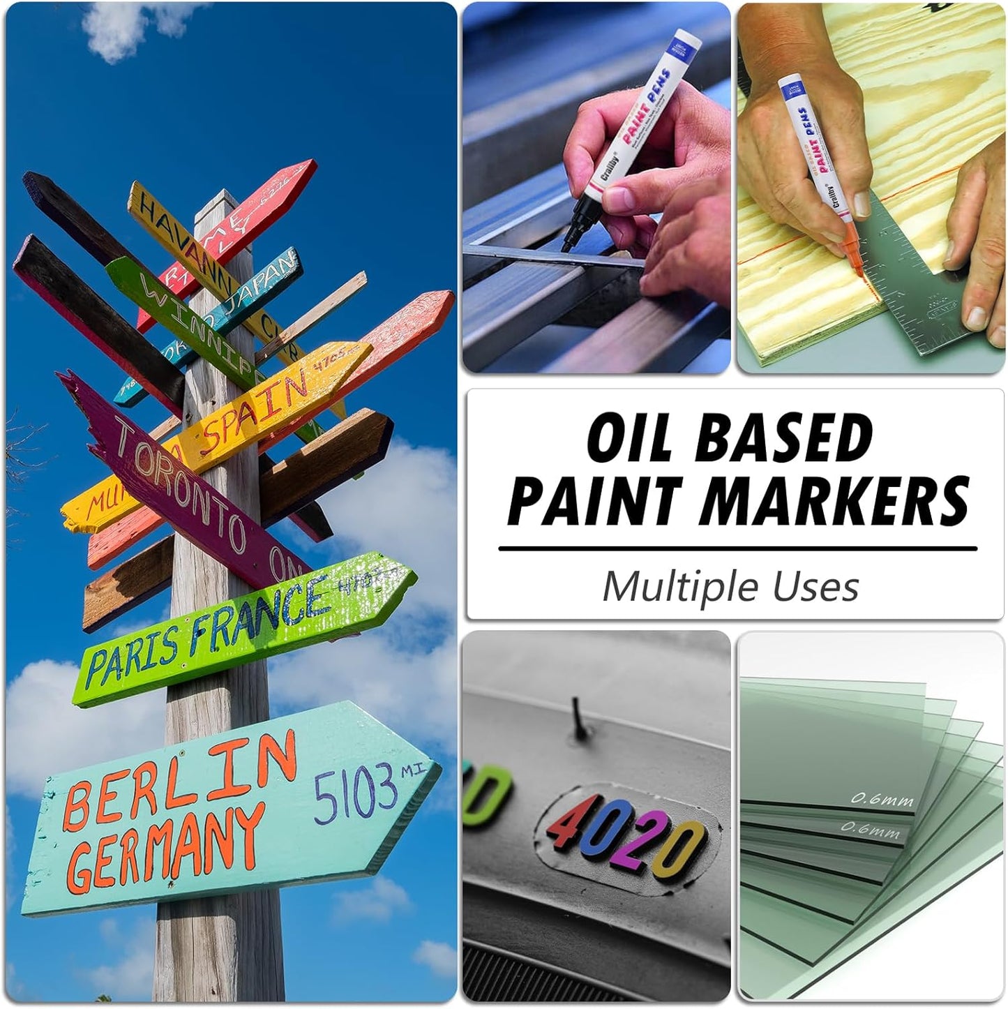 Yellow Paint Markers, 12 Pack Oil-Based Waterproof Quick Dry Permanent Paint Pen Set for Rocks Painting, Wood, Fabric, Plastic, Canvas, Glass, Mugs, Metal, Tire, Stone, DIY Craft