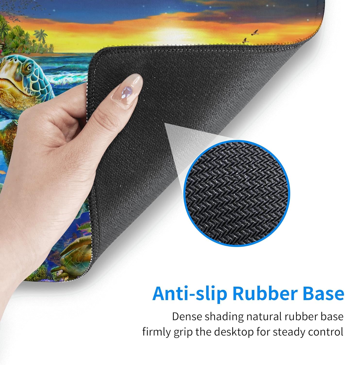 Desk Mat,Sea Turtle Extended Gaming Mouse Pad for Office Work & Game,Computer Keyboard Mouse Mat Desk Non-Slip Rubber Base Large Mousepad with Stitched Edges, 31.5x15.7inch