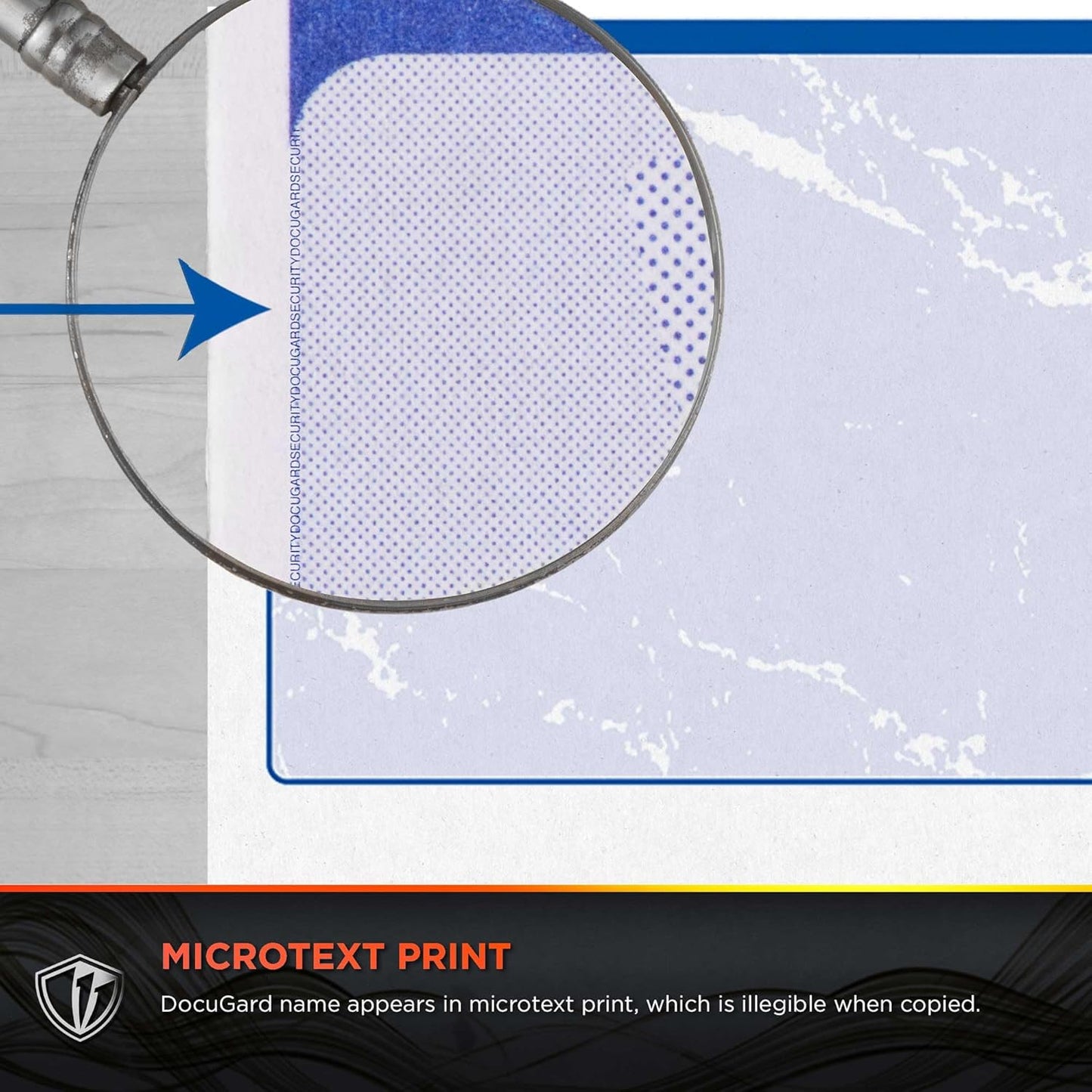 DocuGard Standard Security Check, 11 Features, 8.5 X 11, Blue Marble Bottom, 500/ream