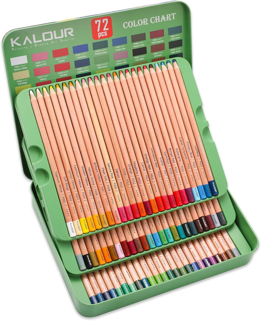 KALOUR Pro Pastel Chalk Colored Pencils,Set of 72 Colors,Color Charcoal Pencils for Drawing Sketching Coloring Shading,Art Supplies for Adults Artists