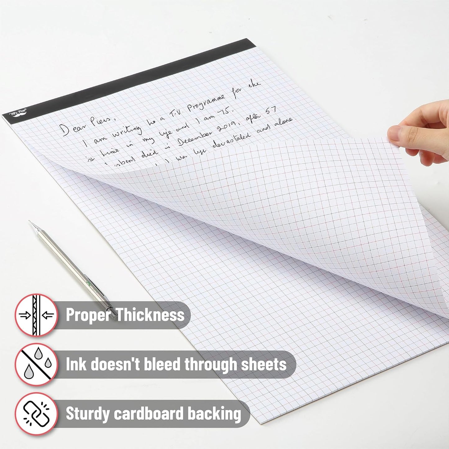 Mr. Pen- Graph Paper, 22 Sheets, 17"x11", 4x4 (4 Squares Per Inch), Colored Lined, graphing paper, grid paper, graph paper pad, 1/4 graph paper 1/4 inch grid, drafting paper, large graph paper