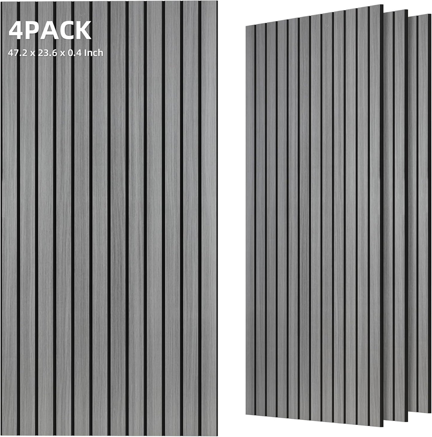 TO-TH Wood-Look Acoustic Panel, 4 Pack 47.2” x 23.6” Soundproof Wall Panels, Decorative Sound Absorbers Large Acoustic Panels for Home, Office, Basement, Gray Oak