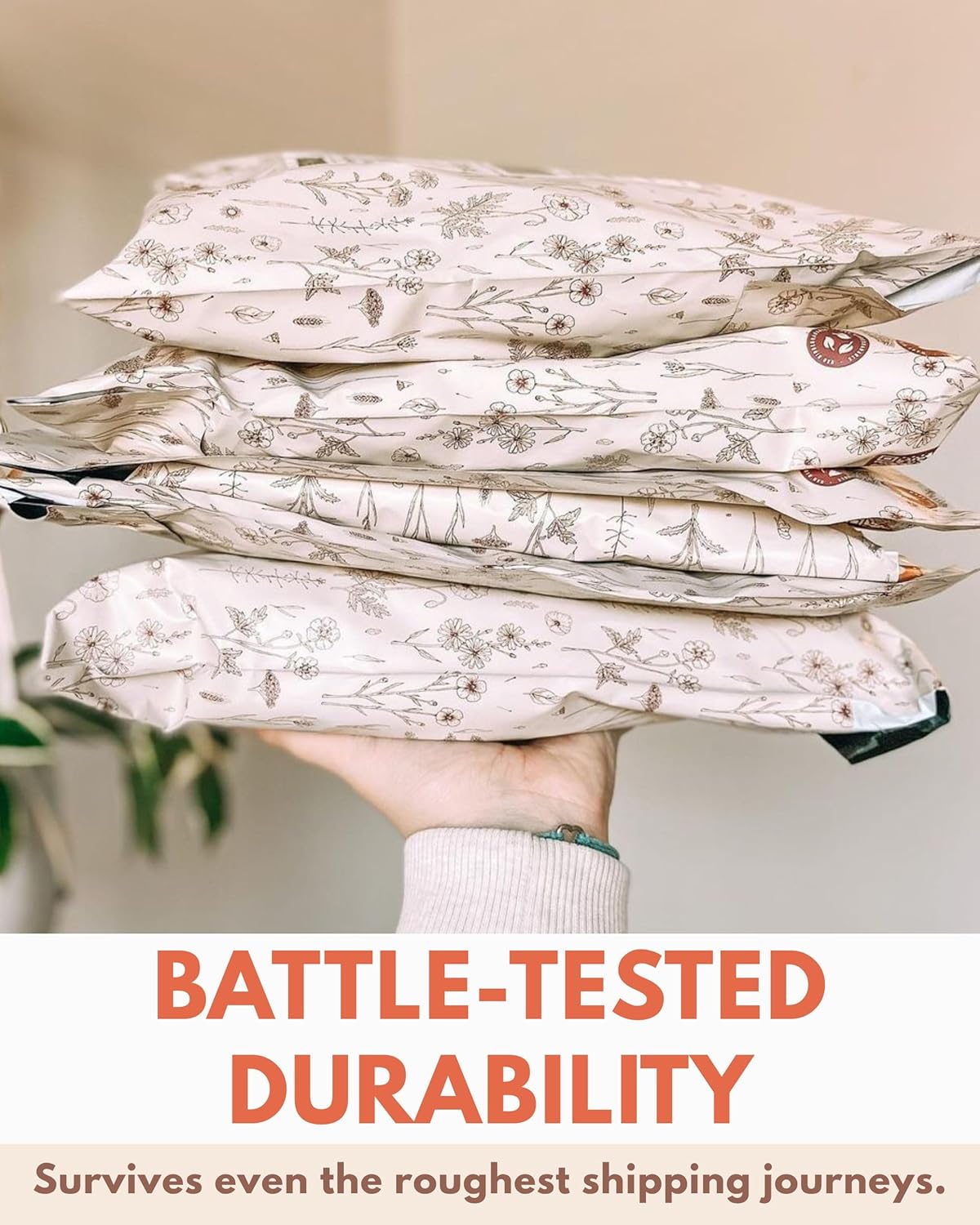 Poly Mailers 10x13-25 Pack Biodegradable Shipping Bags for Clothes - Impack Self-Seal Waterproof Thick Mailing Envelope for Accessories & Clothing - Wildflower