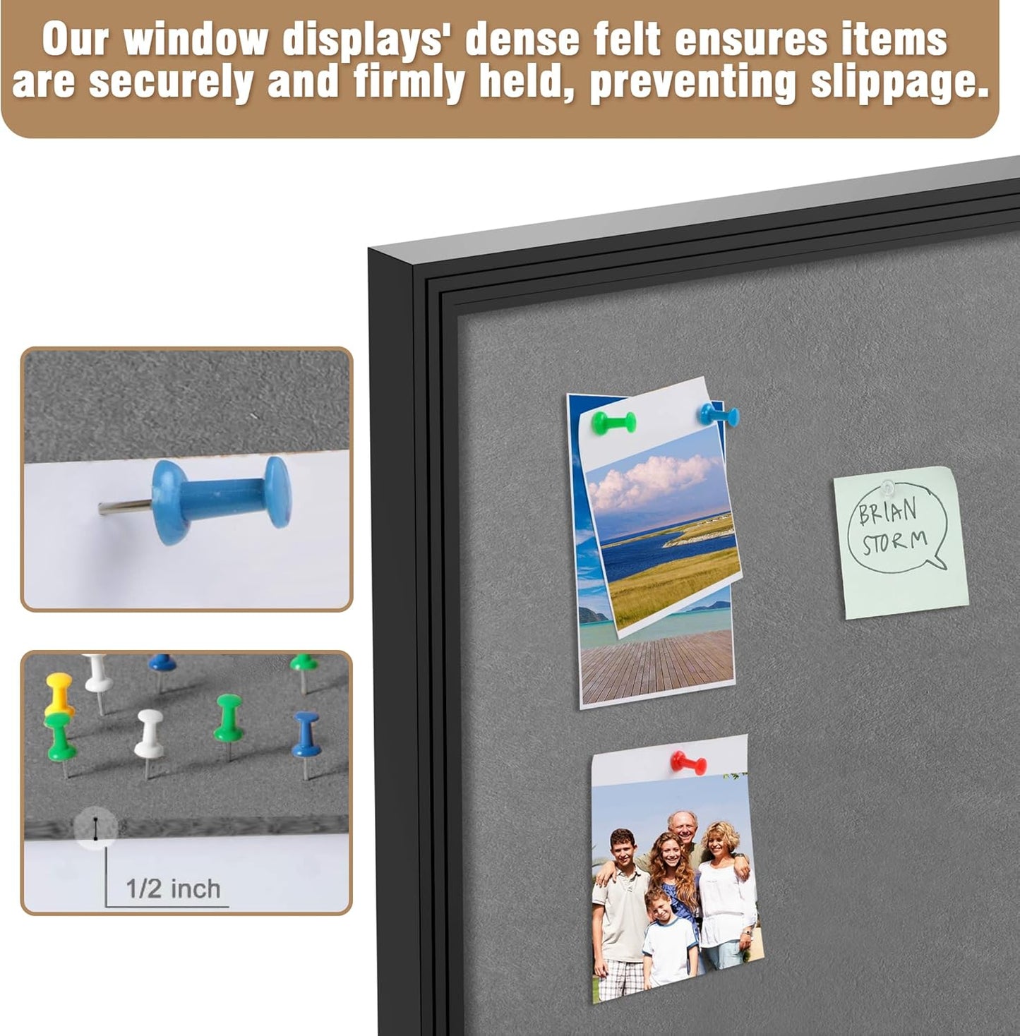 48"x34" Enclosed Bulletin Board, Outdoor Lockable Weather-Resistant Aluminum Cork Noticeboard for School & Office, Black Frame w/Grey Flet