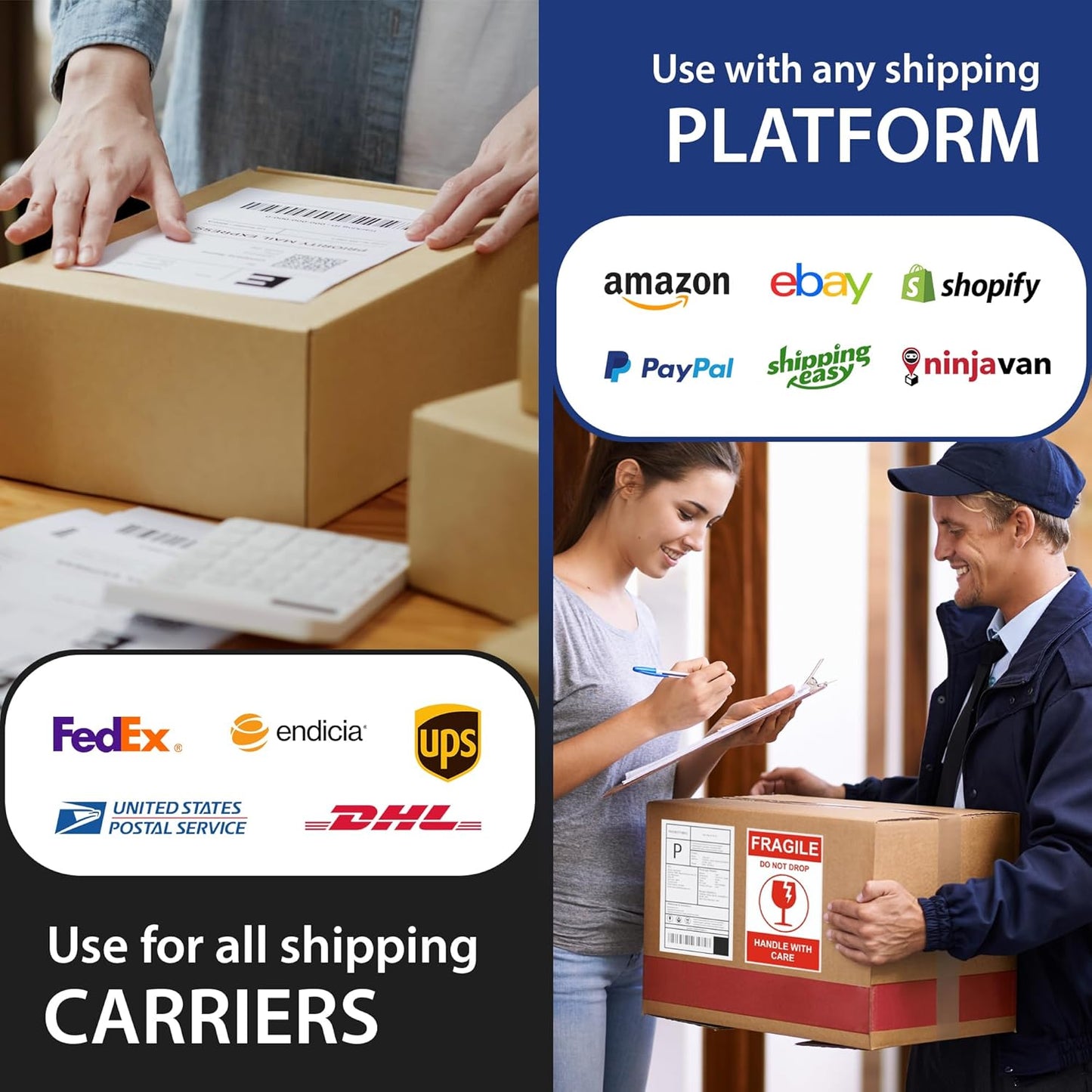 200 Sheet (400 Labels) | 8.5" x 11" Half Sheet Self Adhesive Shipping Labels for Laser & Inkjet Printers | Ecommerce, Address, Mailing, Labeling, Packaging