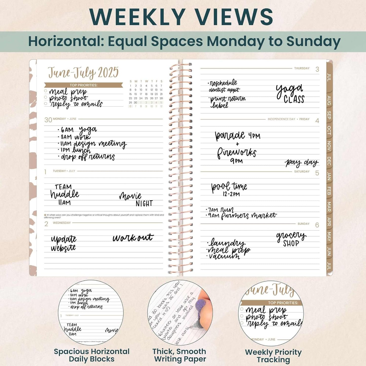 bloom daily planners 2025-2026 Academic Year Daily Planner (July 2025 - July 2026) - A5 Weekly & Monthly Calendar Agenda Organizer Book with Stickers - 5.5" x 8.25" - Tan Leopard