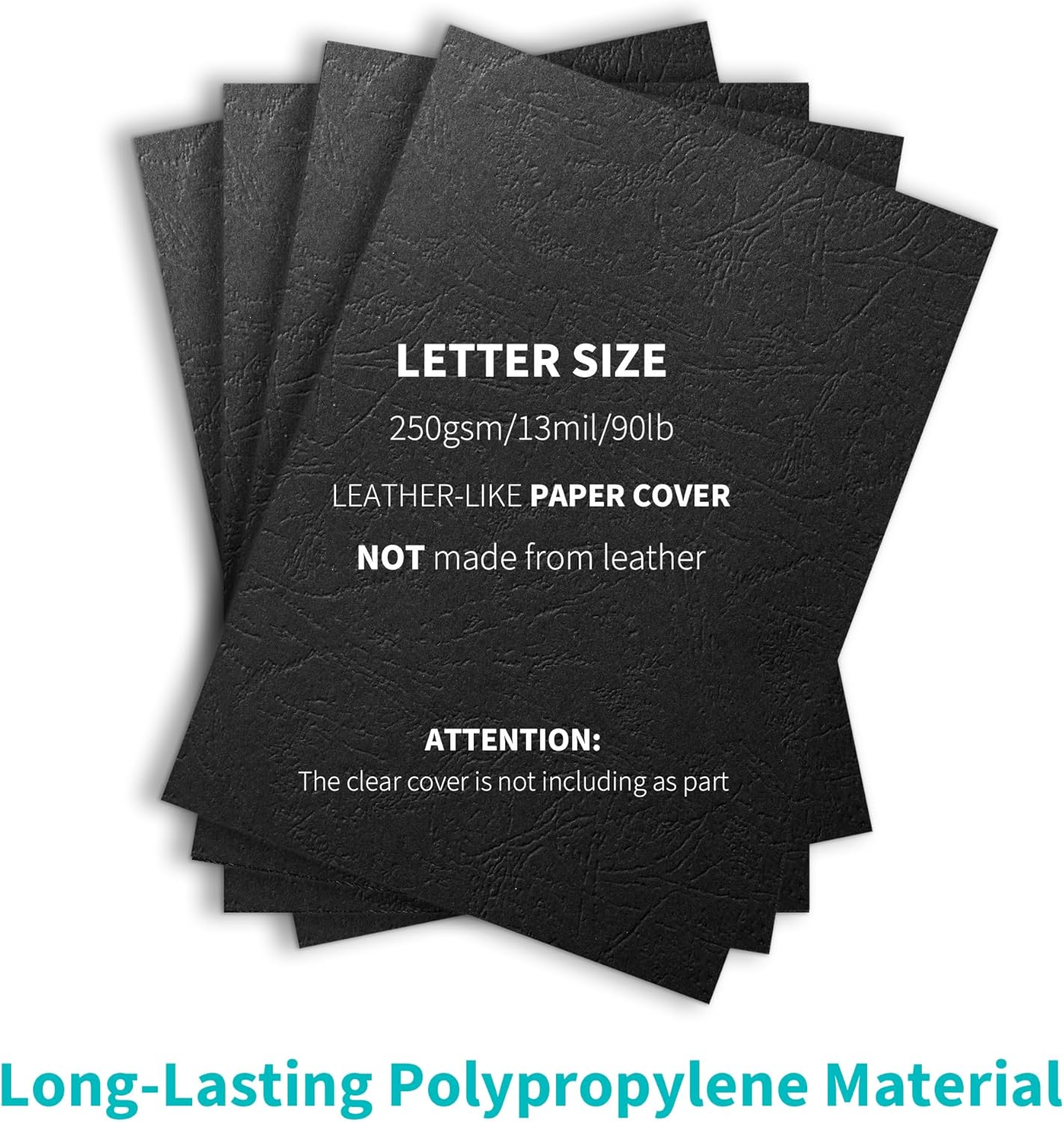 Binditek 200 Pack 13 Mil Grain-Texture Paper Binding Presentation Covers, 8.5 x 11 Inches, 250 GSM, 90lb, Un-Punched, Letter Size, Black, Office Supplies