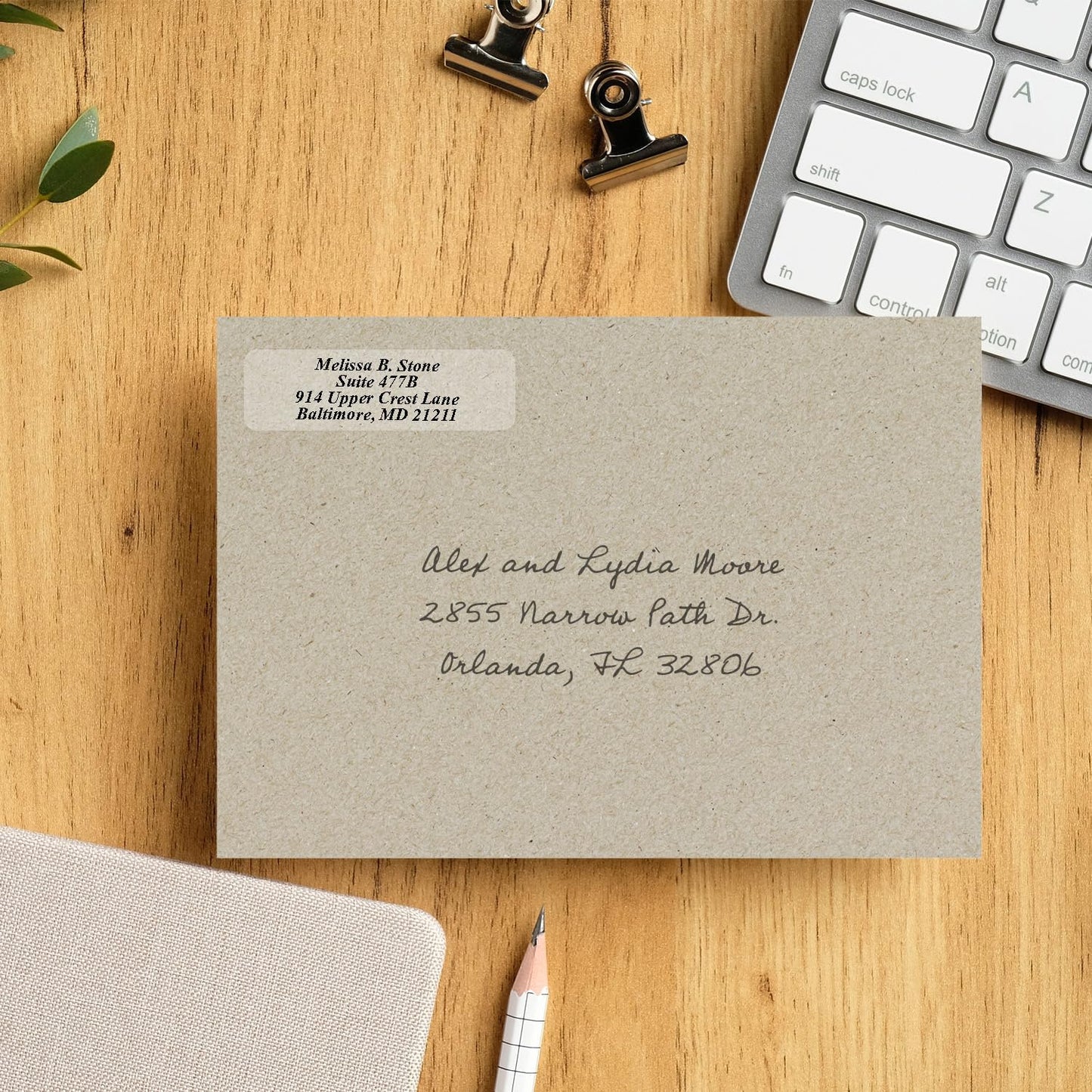 Clear Personalized Return Address Labels with Elegant Dispenser - Roll of 500 Custom See Through Transparent Stickers