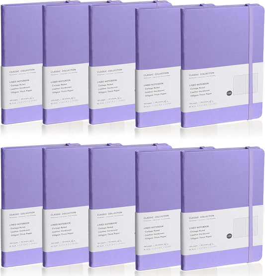 Lined Journal Notebook, 10Pack(Mauve), 160 Pages, Medium 5.7 inches x 8 inches - 100 gsm Thick Paper, Hardcover