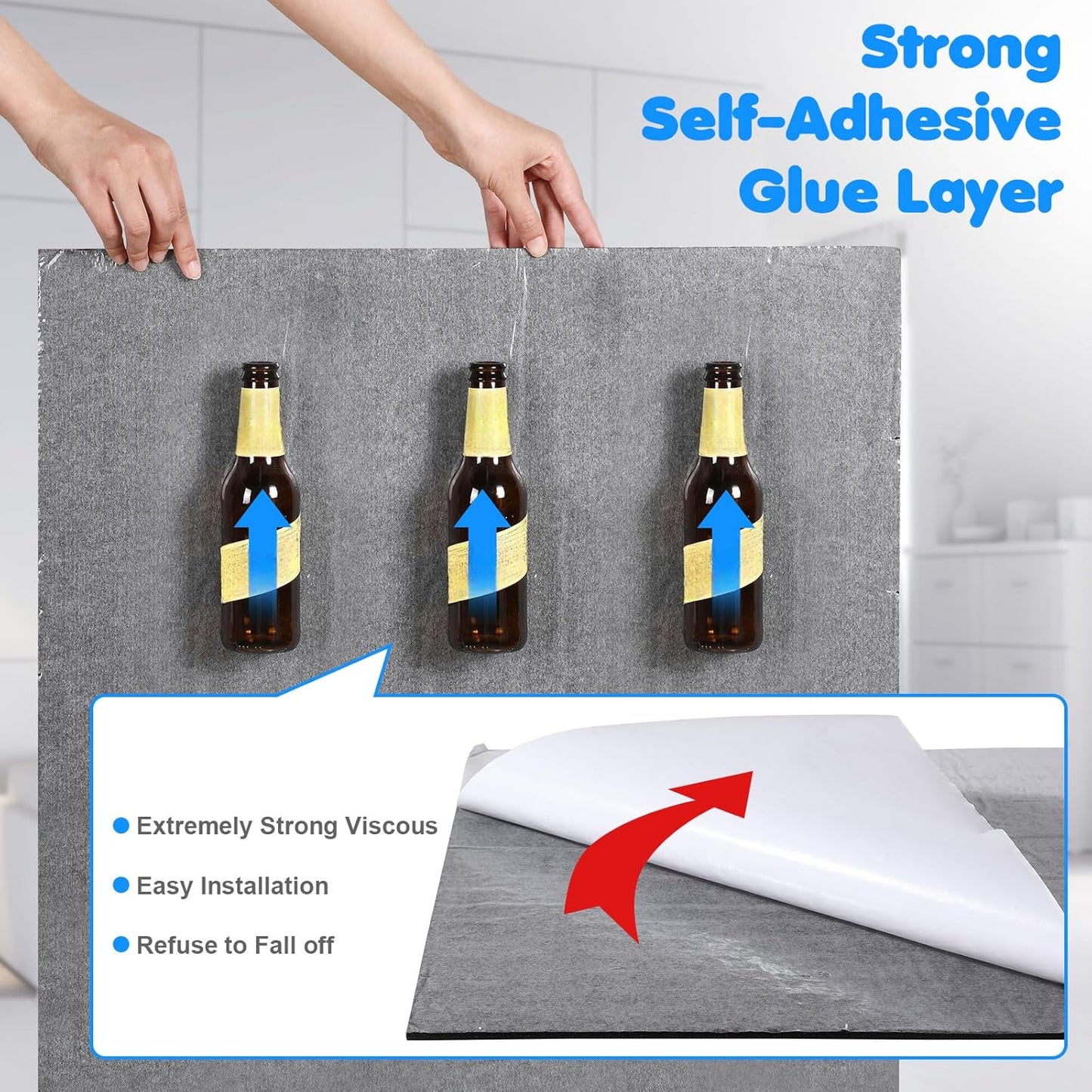 Woanger 5 Pack Large Acoustic Panels 47x24x0.4 Inch Sound Dampening Panels Self-Adhesive Noise Absorbing Sound Proof Wall for Echo Absorption for Home Studio Office Game Room(Gray)