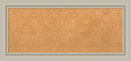 Amanti Art Natural Cork Board for Wall, 16x34 Vision Board with Silver Wood Frame, Medium Corkboard Office Decor for Home Organization, Casual Corkboard Pinboard to display items for home organization