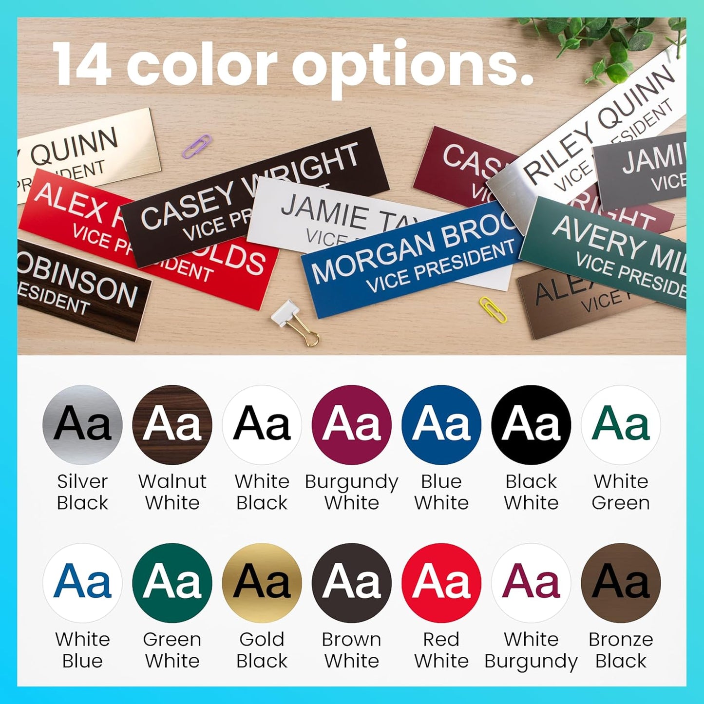 ExcelMark 2"x 8"Custom Engraved Name Plate with Square Corners