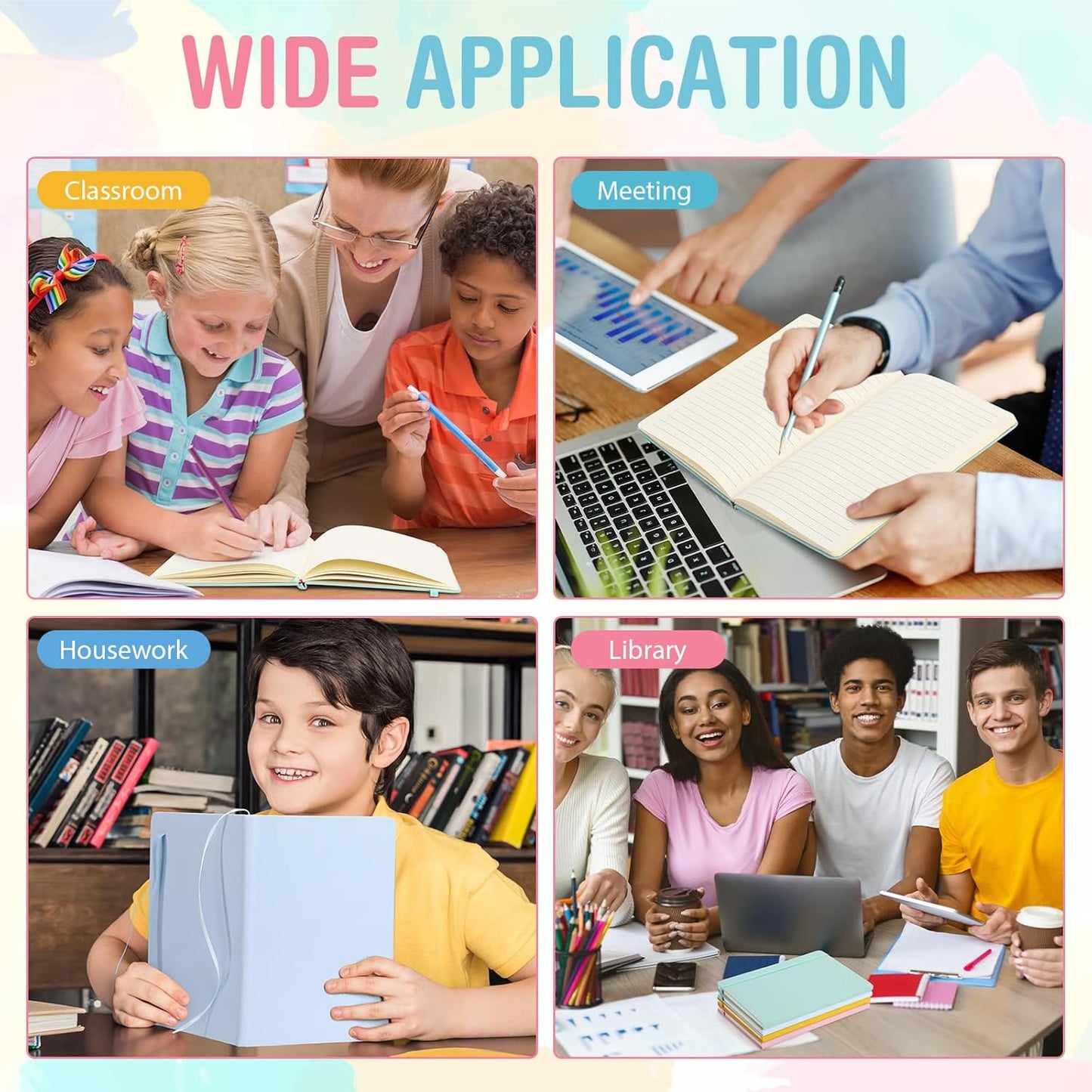 Honoson 20 Pack Lined Journal Notebooks A5 Hardcover Executive Notebook 5.5 x 8.3 PU Leather Wide Ruled Journals Bulk with Elastic Band for Home Business Office School Supplies(4 Pastel Colors)