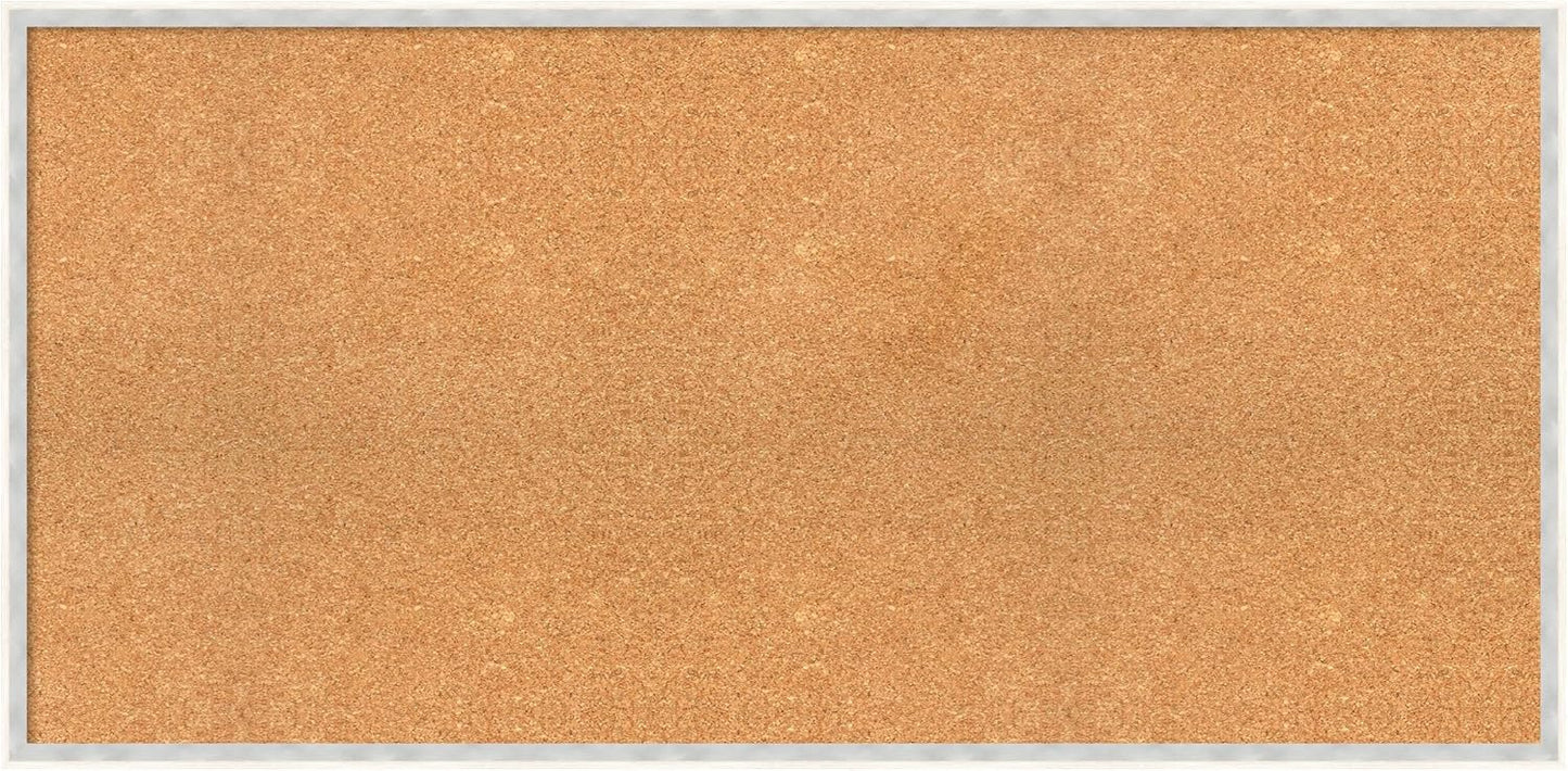 Amanti Art Natural Cork Board for Wall, 23x47 Vision Board with White Frame, Oversize Corkboard Office Decor for Home Organization, Modern Corkboard Pinboard to Display Items for Home Organization in