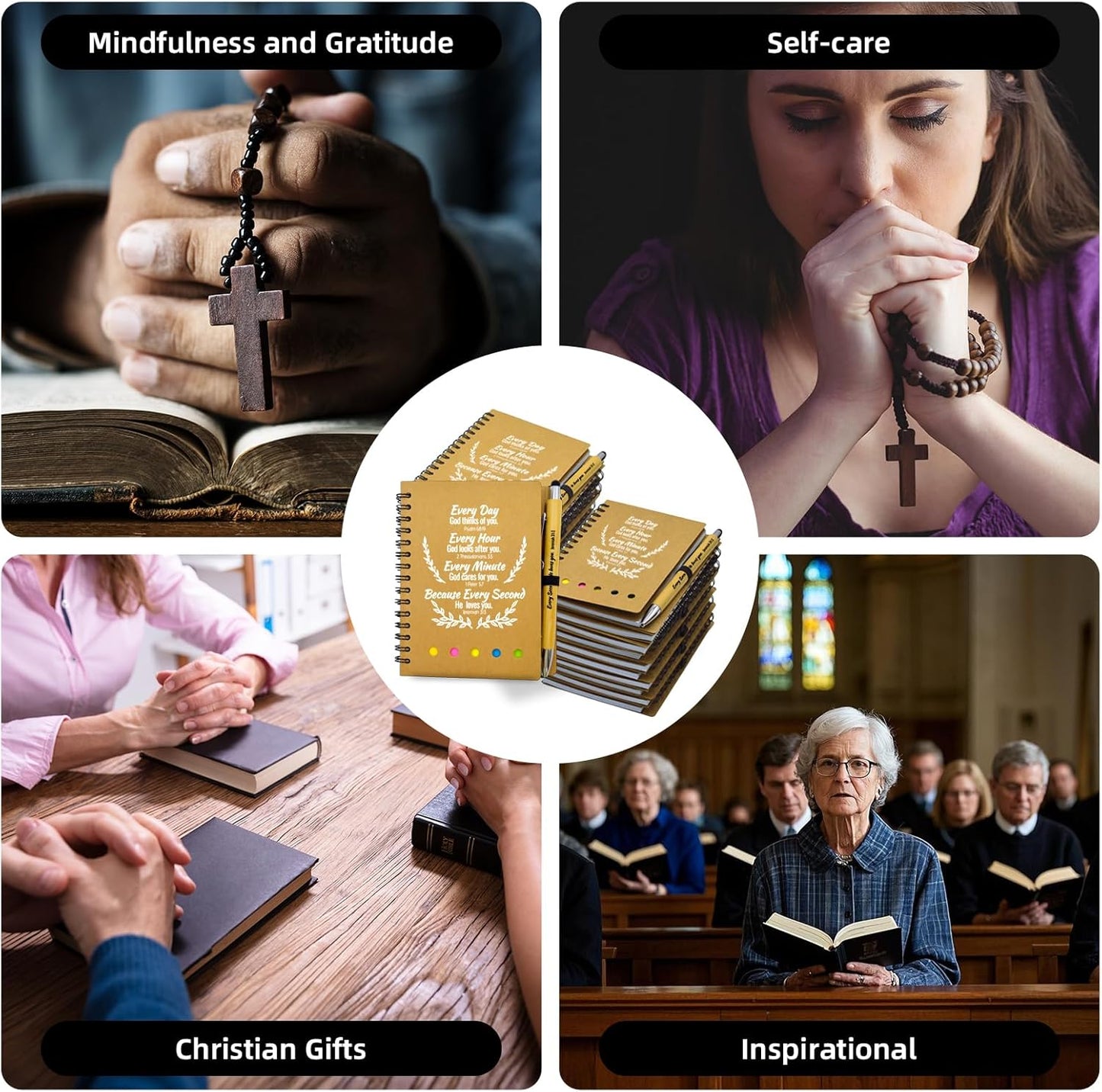 400 Pcs Bulk Fathers Day Christian Gifts Prayer Journal for Woman - 200 Set Religious Notepad with Christian Pen - Bible Notebook - Church Gifts for Inspirational, Bible Study, Devotions ( Brown )