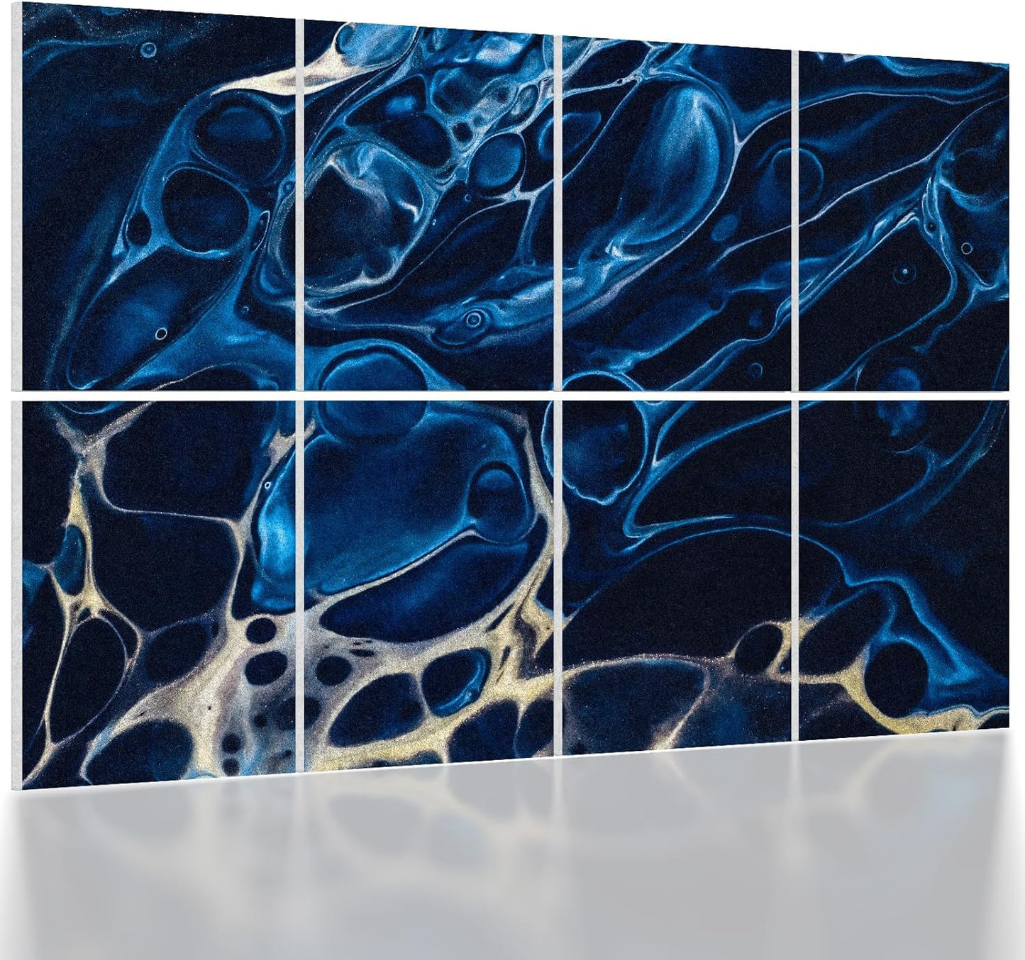 UMIACOUSTICS 8 Pcs 0.7Inch Thick Art Acoustic Panels, Total 47.2” x 31.5” Decorative Sound Absorbing Art Panels, Acoustical Wall Panels for Home, Office, Hotel, Blue-Reflect-Water