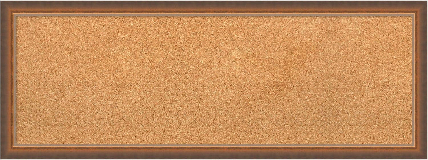 Amanti Art Natural Cork Board for Wall, 14x38 Vision Board with Bronze Frame, Medium Corkboard Office Decor for Home Organization, Modern Corkboard Pinboard to Display Items for Home Organization in