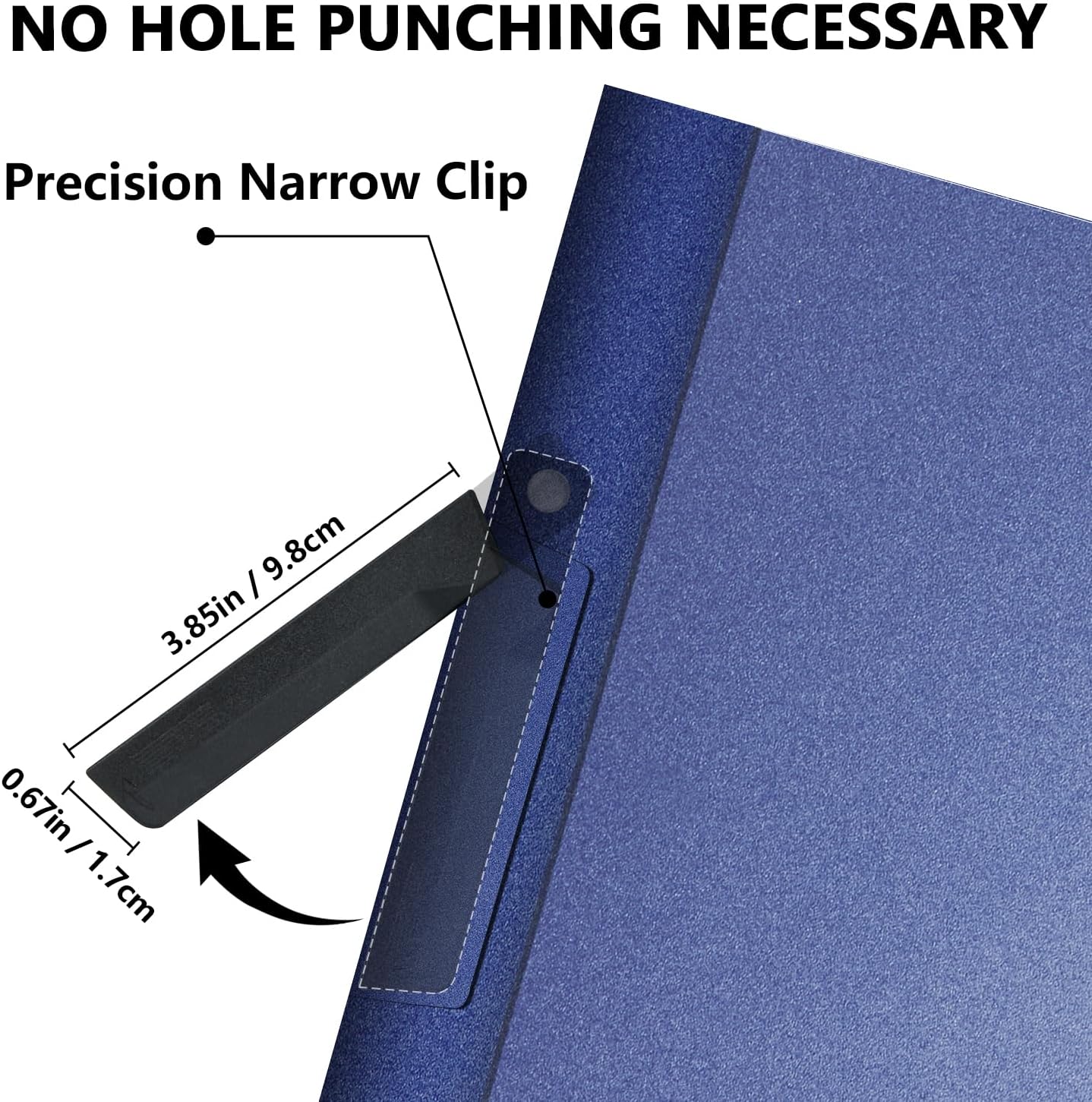 TOTiyea 10 Pack Clear Report Covers with Swing Clip, File Folder with Swing Clip, 30 Sheets Capacity, Slide Locking Report Covers, Letter Size (Navy, 10 Pack)