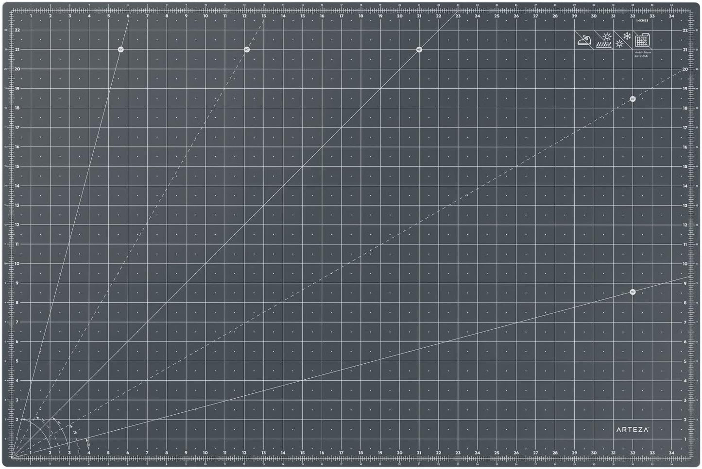 Arteza 24"x36" Cutting Mat with Grid & Non Slip Surface, Self Healing Cutting Mat for Fabric, Paper, Vinyl, Plastic, Craft Supplies for Quilting, Sewing, Scrapbooking