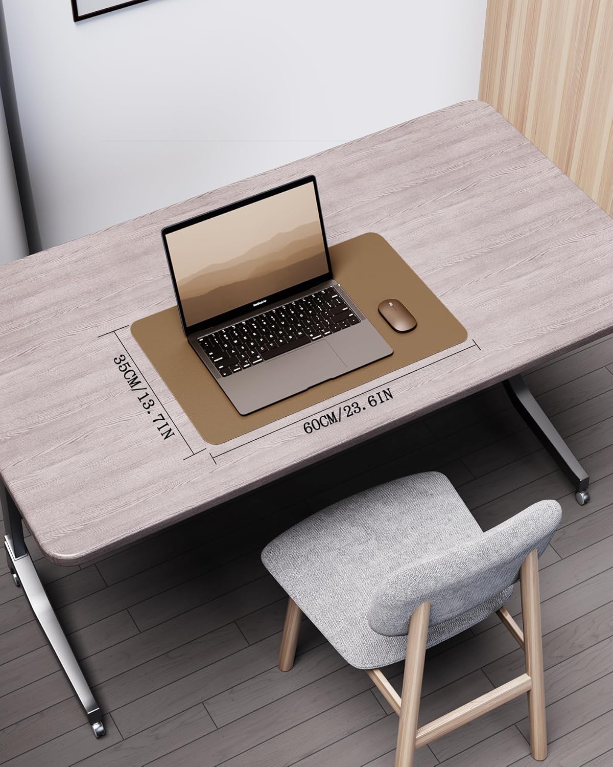 YSAGi Double-Sided Desk Pad, Leather Desk Mat, Eco Cork Desk Pad Protector, Large Mouse Pad for Desk, Waterproof Desk Blotter Pad, Desk Writing Pad for Office Work/Home(23.6"x13.7",Khaki+Cork)